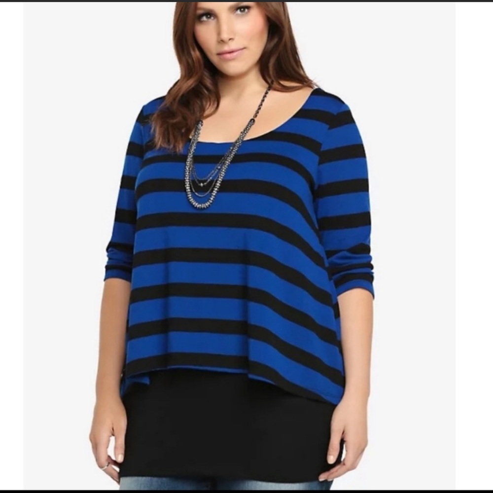 Torrid Blue and Black Stripe Tunic
